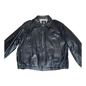 NWT Chaps Leather Jacket Mens 2XL Black Zip Front Bomber Lined Pockets Insulated